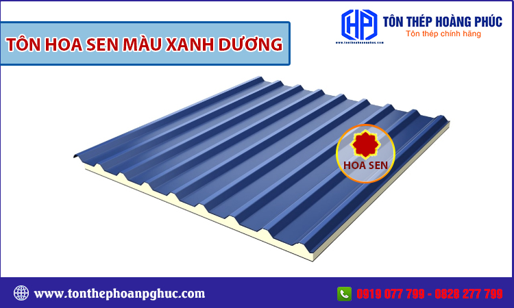 Tôn Hoa Sen màu xanh dương