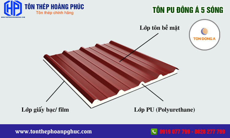 Tôn PU Đông Á 5 sóng 