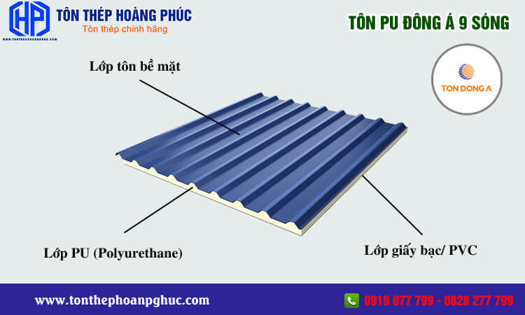 Tôn PU Đông Á 9 sóng 