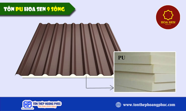 Tôn PU Hoa Sen 9 sóng 